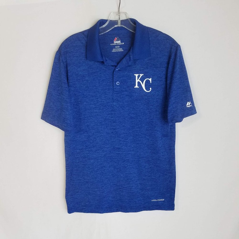 Kansas City Royals‎ Majestic COOLBASE Blue Polo Shirt Mens Size Small